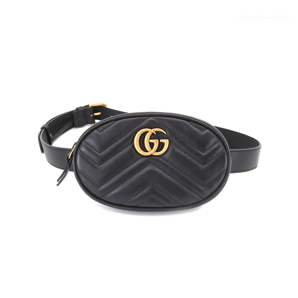 Gucci GG Marmont Belt Bag Waist Pouch Leather Black